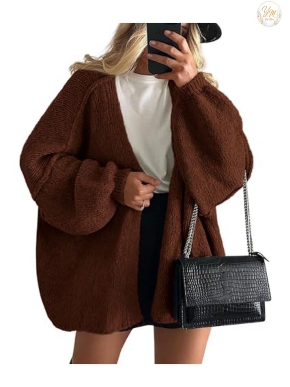 Women's Open Front Oversized Cardigan Sweaters, 72% Polyester+24% Acrylic+4%